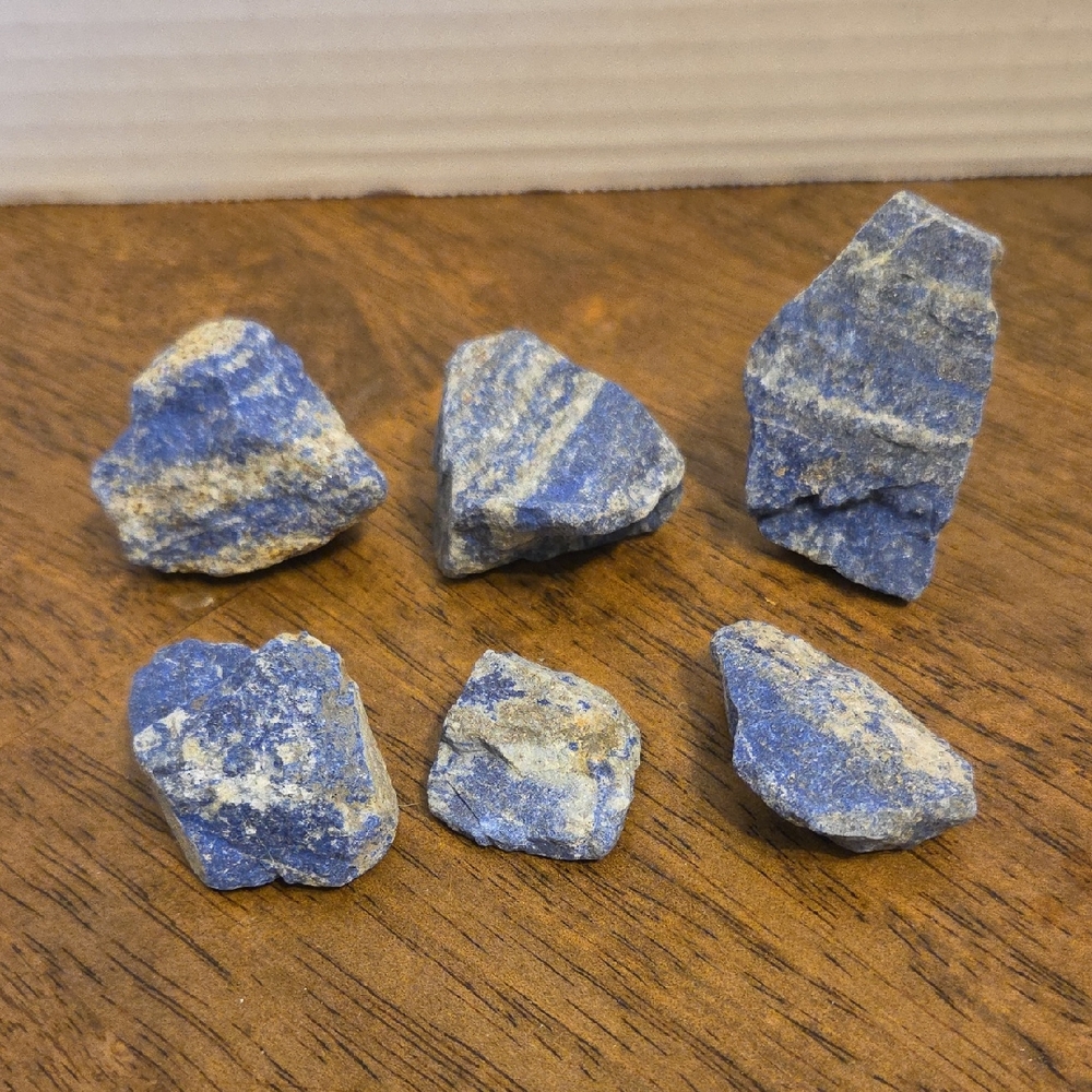 Lapis Lazuli Blue Rough Lot Of 6 Pieces Various Sizes 263 gms